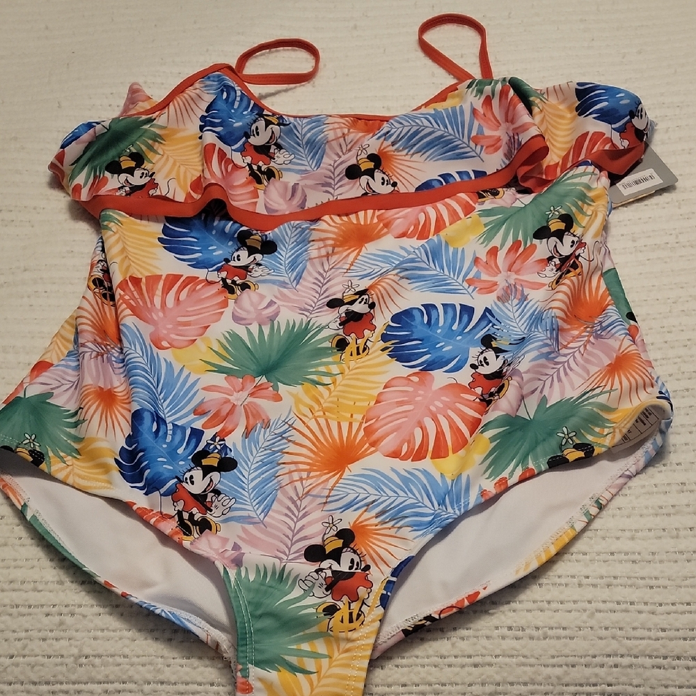 Disney Women's One Piece Swimsuit - Red, Blue, Yellow, Green